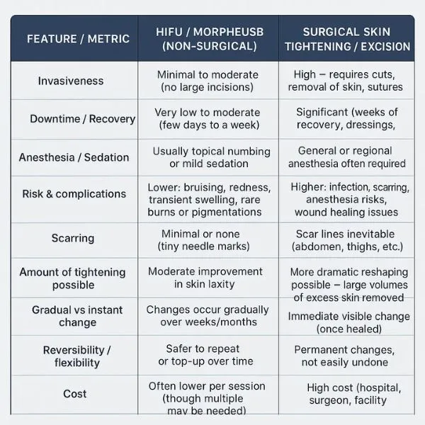 Lost the Weight but Not the Loose Skin? 3 A table showing the benefits of Lipo Sculpt Sutton treatments to combat loose skin.
